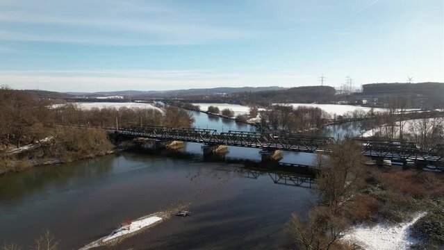 Ruhrbr&uuml;cke an der Lennem&uuml;ndung - Hengsteysee, Hohensyburg, Dortmund, NRW
