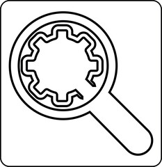 Magnifying glass icon with gear repair design decoration.