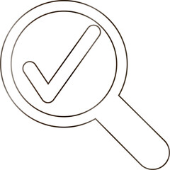 Magnifying glass icon with check mark design decoration.
