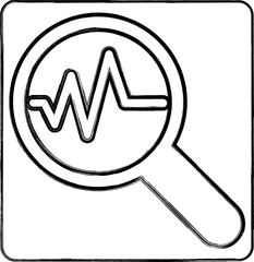  Magnifying glass icon with diagram design decoration.