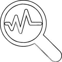 Magnifying glass icon with diagram design decoration.