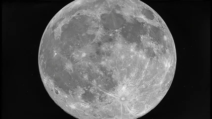 Papier Peint photo Pleine lune High-resolution close-up of a full moon with visible craters
