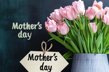 Mother's Day concept blue background with copyspace Mother's day