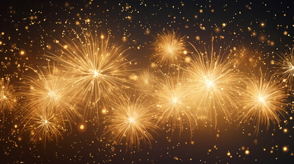 Naklejka premium Beautiful fireworks background at night for holiday decoration