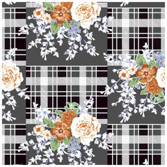 Tartan floral pattern graphic art work design