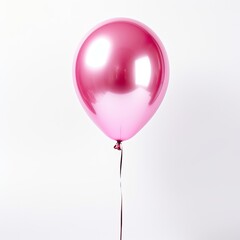 Pink shiny metallic foil balloon isolated on white background