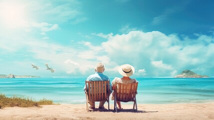 Adult couple relaxing at sea