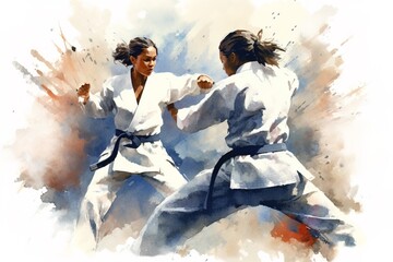 Girls do karate. Generation AI