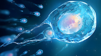Concepimento ovulo e spermatozoo - obrazy, fototapety, plakaty