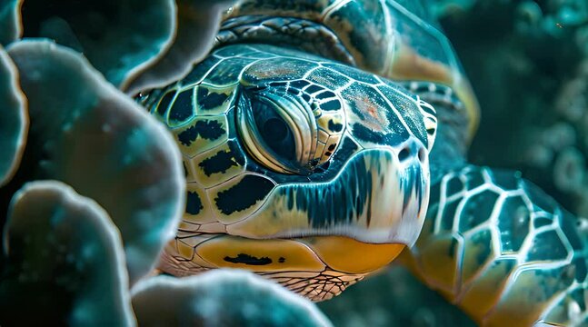 a close up of a sea turtle in an aquarium
