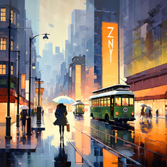 city skyline at night