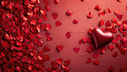 The heart-shaped background paper symbolizes Valentine's Day with an elegant solid color on the background