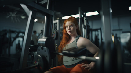 Fototapeta na wymiar Young woman at the gym