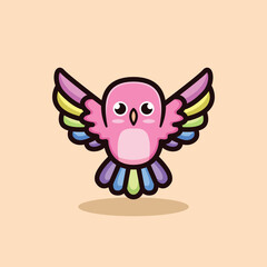 Colorful Cute Bird Cartoon Mascot Animal Vector Logo Design illustration