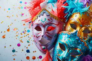 Elegance in White: Carnival Mask in a Graceful Composition against a Clean Background