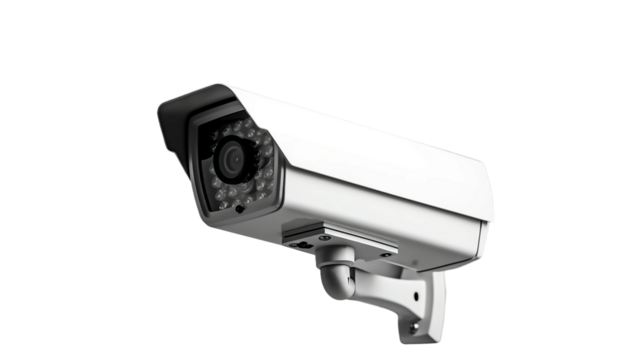 Security camera isolated on white or transparent background.