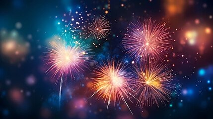 Naklejka premium Fireworks background for celebration, holiday celebration concept
