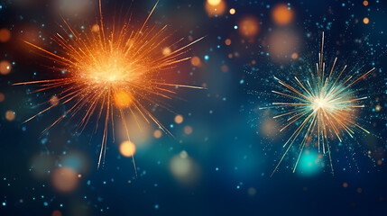 Naklejka premium Beautiful creative holiday background with fireworks and sparkles