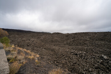 Etna volcano, cloudy day