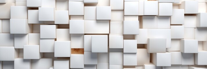 wooden cubes background, texture in light and white tones. natural banner, backdrop, wall. woodworking industry, wood products.