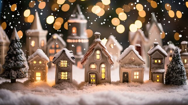 Snowy Christmas Village Generative AI