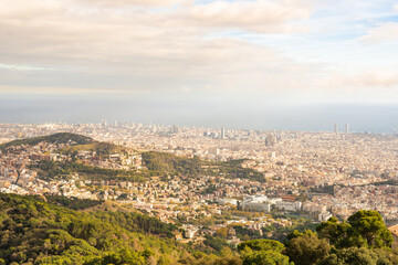 Fototapeta na wymiar Top view of Barcelona on a sunny day