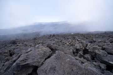 Etna volcano, cloudy day