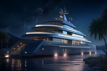 Rendering of a luxury boat. Generative AI