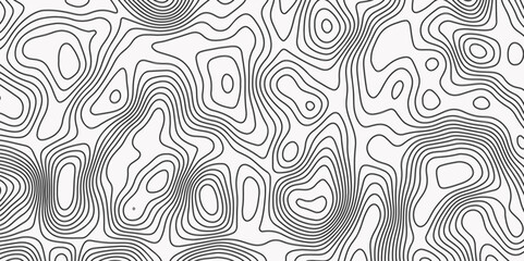 Naklejka premium Topographic Map topo contour map and Ocean. Black-white background from a line similar to a Topographic Map in Contour Ocean topographic line map.
