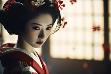 Fashion kimono japan beauty female tradition geisha japanese culture asian women - obrazy, fototapety, plakaty