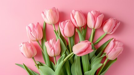 Pink tulips on pink background