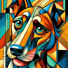 dog in cubist art for paintings and t-shirt prints generative ai