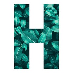 letter of H fill with green flower, H letter with green flower