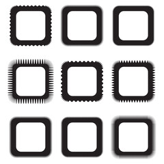 Wavy Edge Hollow Square Stroke Shapes. AI 10