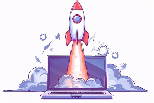 Rocket Launching into Space with a Computer Monitor Generative AI