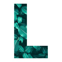 letter of L fill with green flower, L letter with green flower