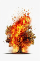 Burning Tree Catching Fire Struck by Lightning