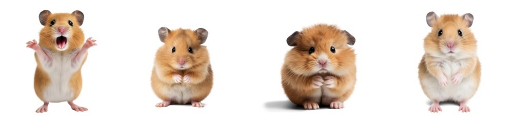 Сute hamster in different moods on a transparent background