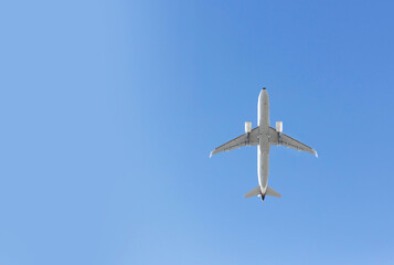 View of the Airplane in the sky with blank copy space for travel concept