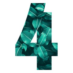 number of 4 fill with green flower on white background