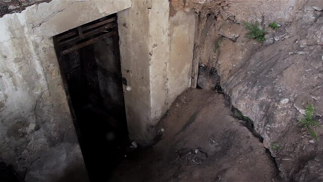 Remains of the Former Clandestine Detention, Torture and Extermination Center known as "El Atletico" used during the Dirty War in Argentina. 4K Resolution.