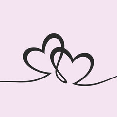 Love with 2 heart sign vector design