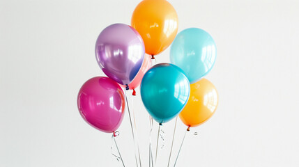 Whimsical Elegance: Vibrant Balloons Dancing Against a White Canvas – Perfect for Celebratory Designs and Joyful Occasions.