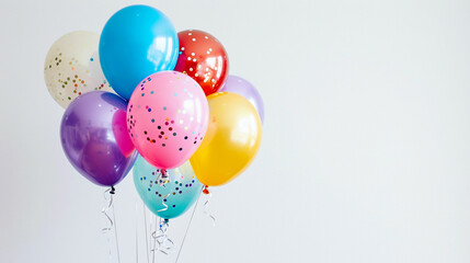 Whimsical Elegance: Vibrant Balloons Dancing Against a White Canvas – Perfect for Celebratory Designs and Joyful Occasions.