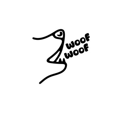 Dog barks woof woof. Animal and pet, toys for dogs, cynology, pet store and feed, illustration