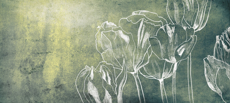 tulpen zeichnung blumen illustration trauer konzept karte konturen