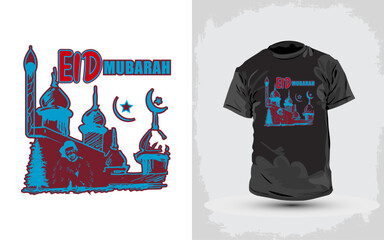 Ramadan Kareem Or EID Mubarak Typography T-shirt Design.
