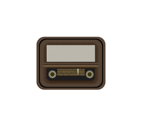 Vector illustration of a vintage radio on a white background