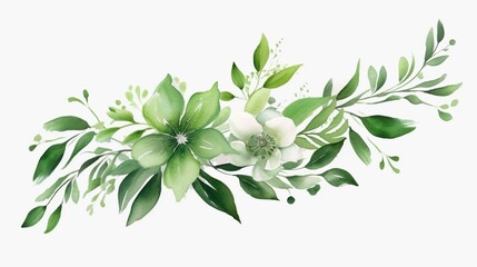 Green Watercolor Floral Element Ai Generative