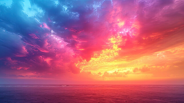 A sunset gradient, playing from warm peach to saturated cherry shades, creates vivid beauty in hea